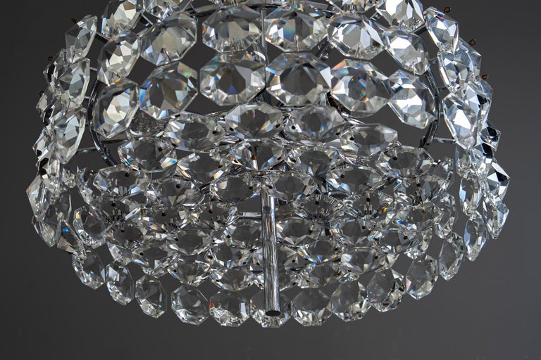 Chromed bakalowits chandelier vienna around 1950s