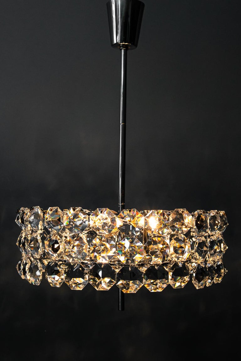 Chromed bakalowits chandelier vienna around 1950s