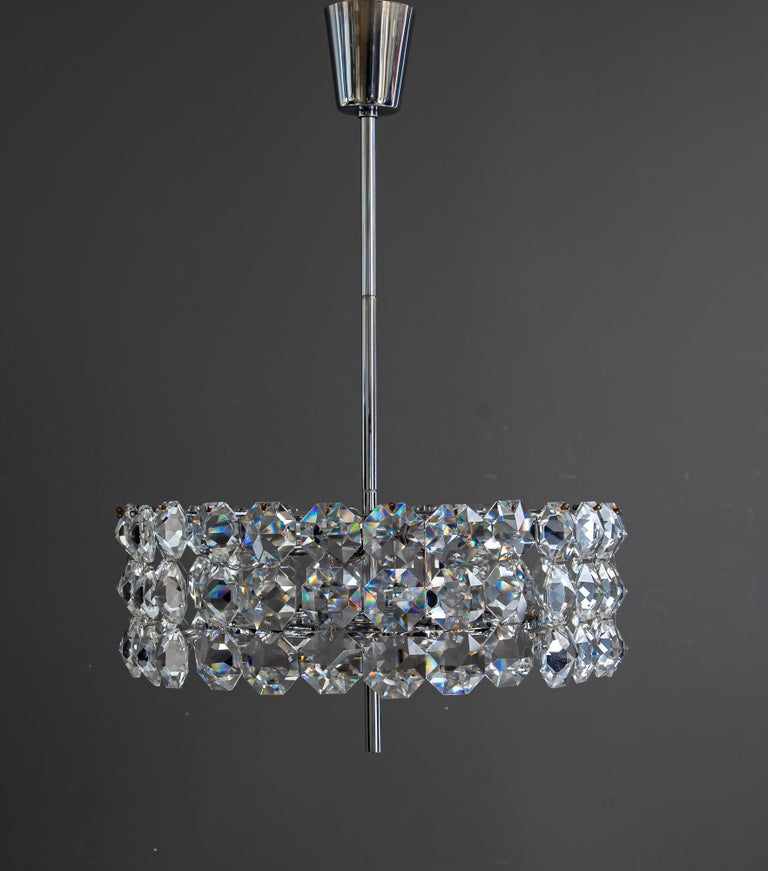 Chromed bakalowits chandelier vienna around 1950s