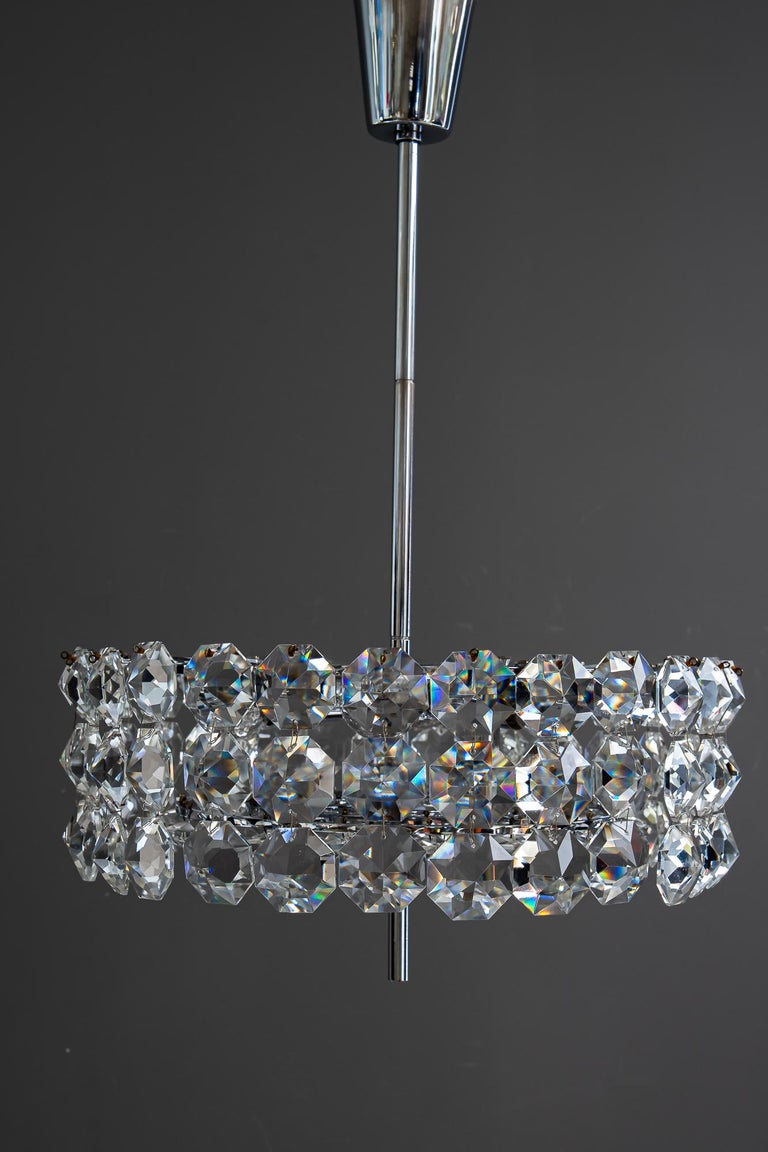 Chromed bakalowits chandelier vienna around 1950s
