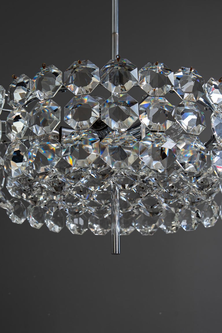Chromed bakalowits chandelier vienna around 1950s