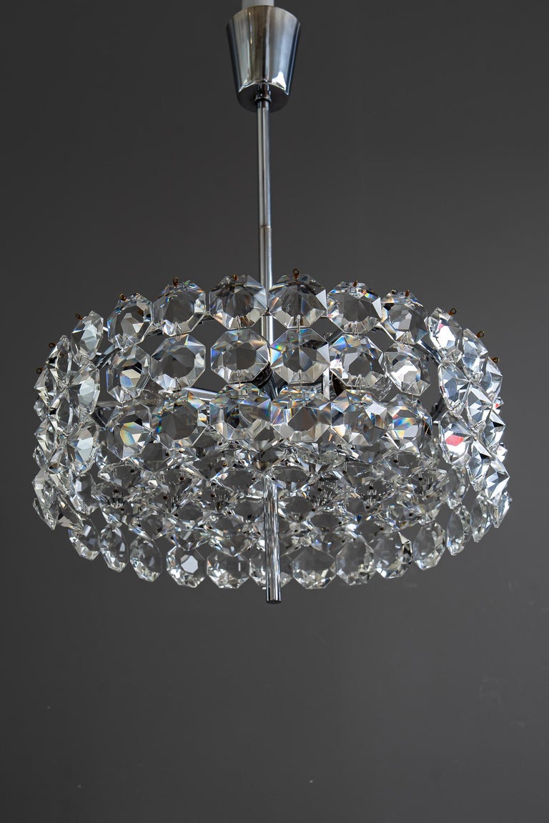 Chromed bakalowits chandelier vienna around 1950s