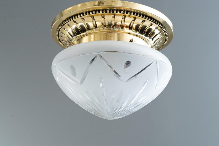 Historistic ceiling lamp with original cut glass vienna around 1890s