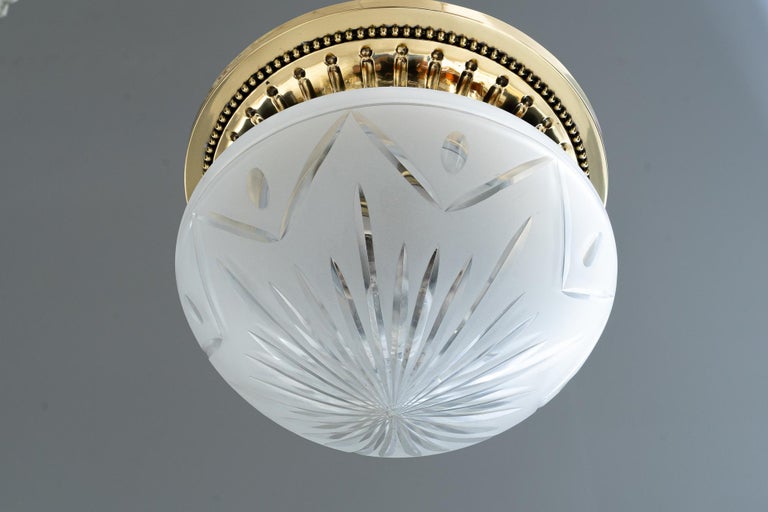 Historistic ceiling lamp with original cut glass vienna around 1890s
