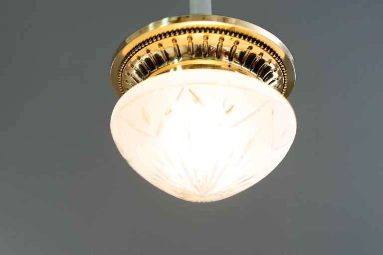Historistic ceiling lamp with original cut glass vienna around 1890s