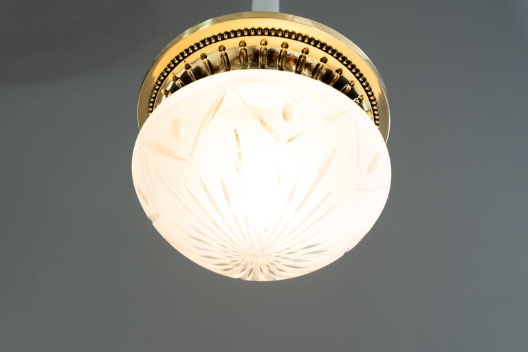 Historistic ceiling lamp with original cut glass vienna around 1890s