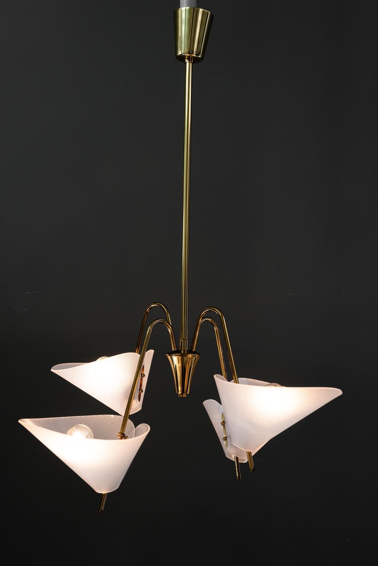Rupert Nikoll chandelier with lucite shades vienna around 1960s