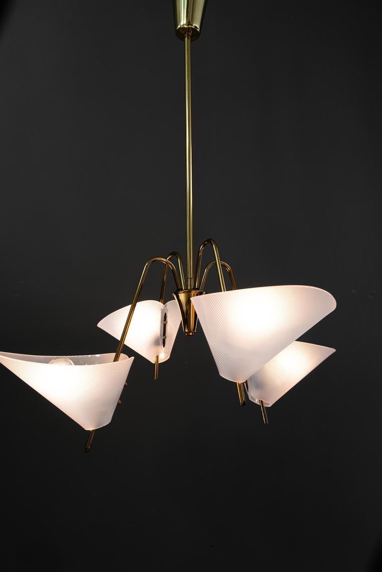 Rupert Nikoll chandelier with lucite shades vienna around 1960s