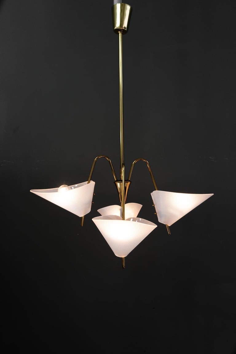 Rupert Nikoll chandelier with lucite shades vienna around 1960s