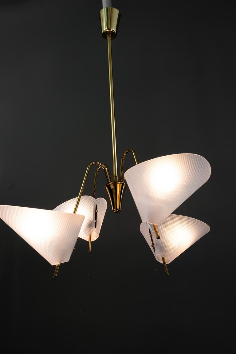 Rupert Nikoll chandelier with lucite shades vienna around 1960s