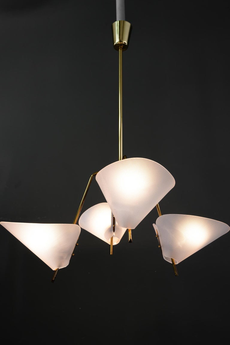 Rupert Nikoll chandelier with lucite shades vienna around 1960s