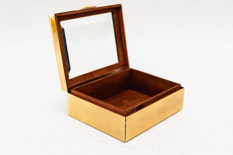 Small Art Deco Brass and cut glass box vienna around 1920s
