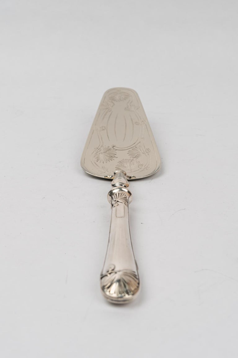Jugendstil brass ( silvered ) cake server austria 1908