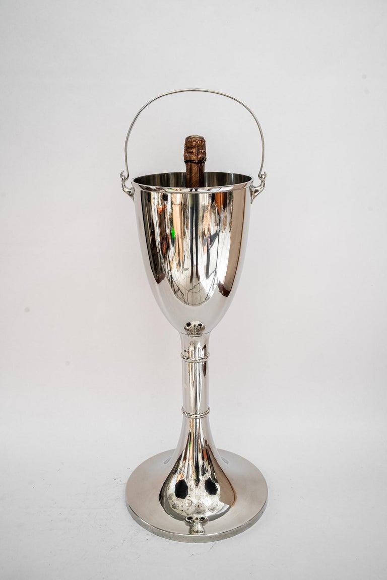 Art Deco Champagne bucket stand nickel-plated around 1920s