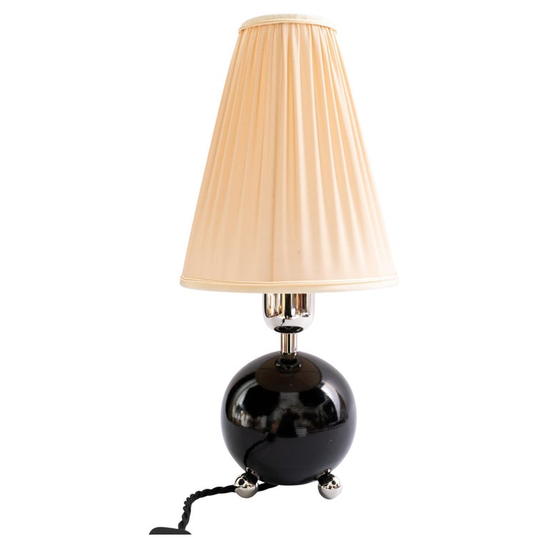 Art Deco wood Table lamp with gabric shade vienna around 1920s