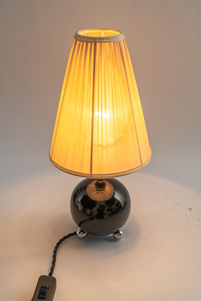 Art Deco wood Table lamp with gabric shade vienna around 1920s