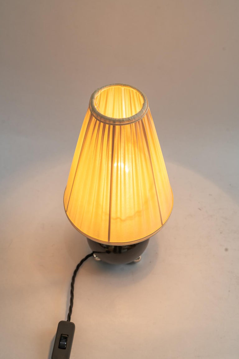 Art Deco wood Table lamp with gabric shade vienna around 1920s