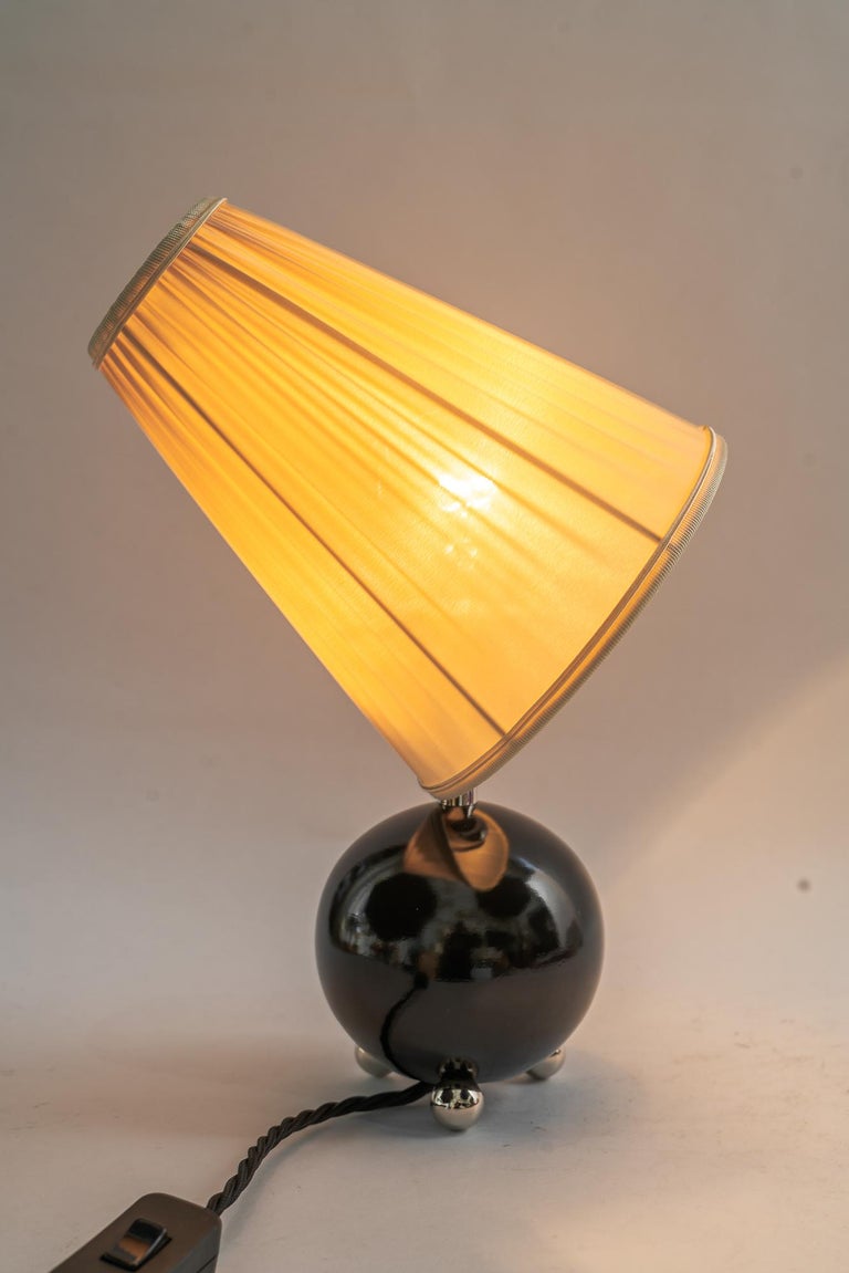 Art Deco wood Table lamp with gabric shade vienna around 1920s