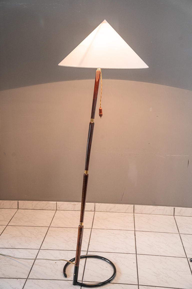 Rupert nikoll floor lamp with fabric shade vienna around 1950s