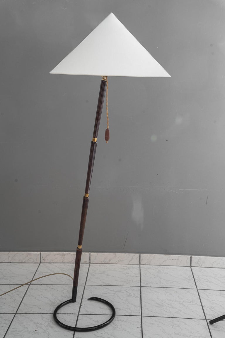 Rupert nikoll floor lamp with fabric shade vienna around 1950s