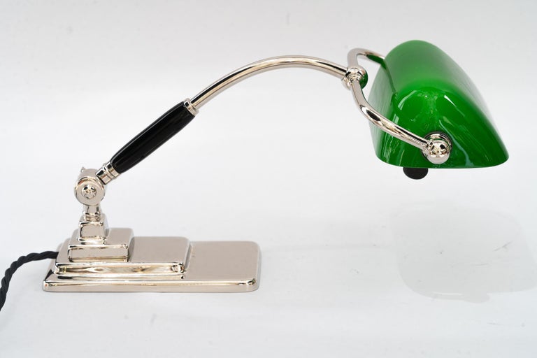 Art Deco banker lamp with green glass shade vienna around 1920s