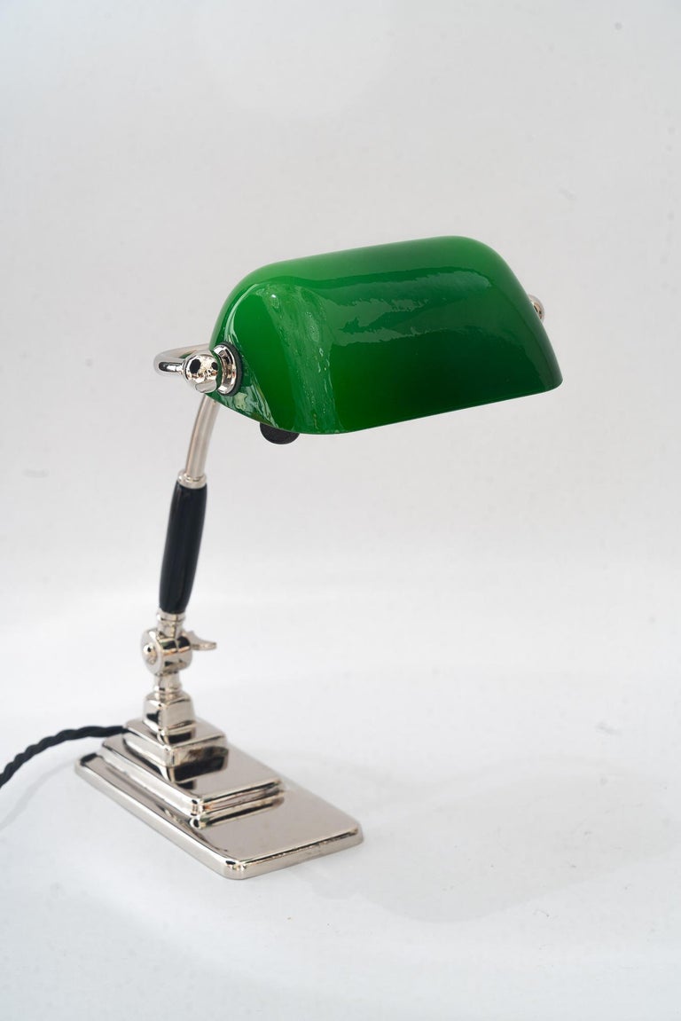 Art Deco banker lamp with green glass shade vienna around 1920s
