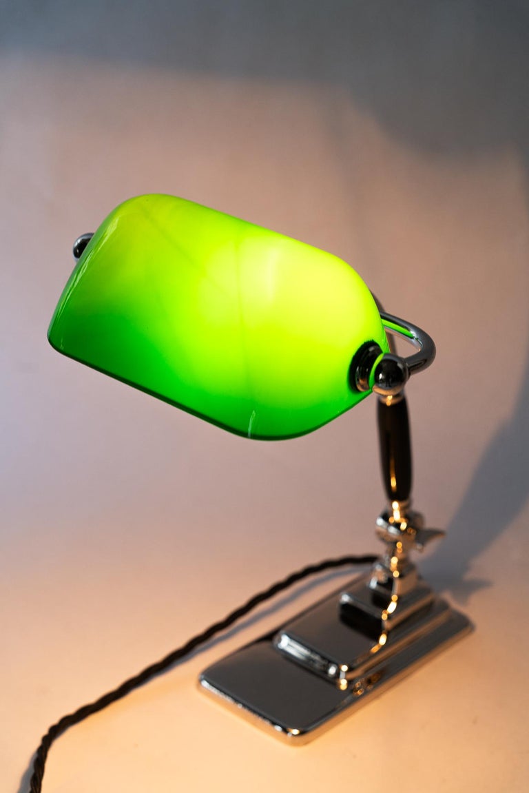 Art Deco banker lamp with green glass shade vienna around 1920s
