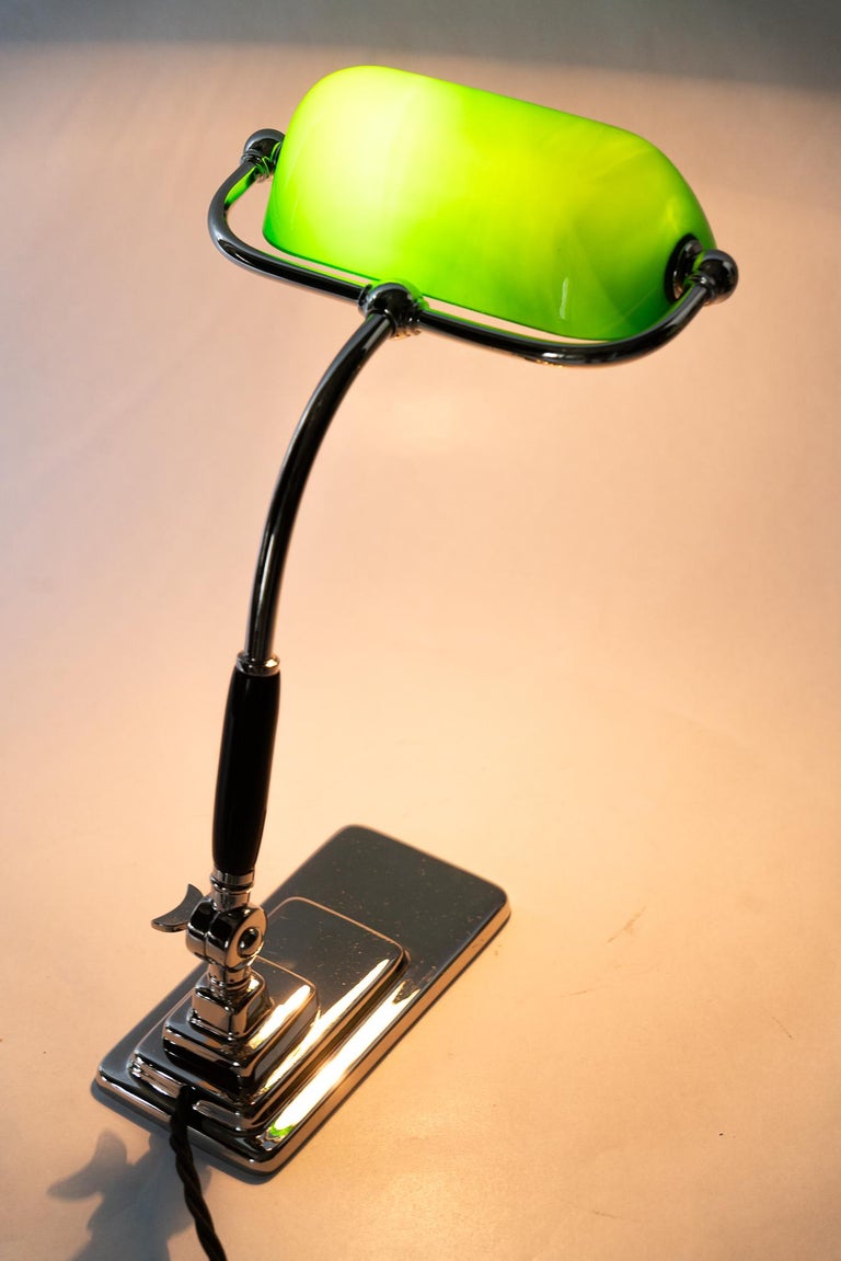 Art Deco banker lamp with green glass shade vienna around 1920s