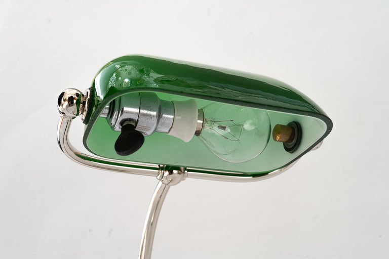 Art Deco banker lamp with green glass shade vienna around 1920s