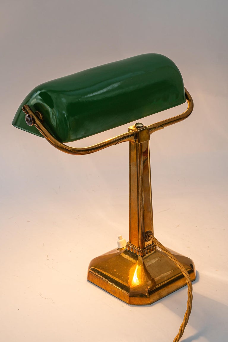 Art Deco table lamp with original enameled shade vienna around 1920s