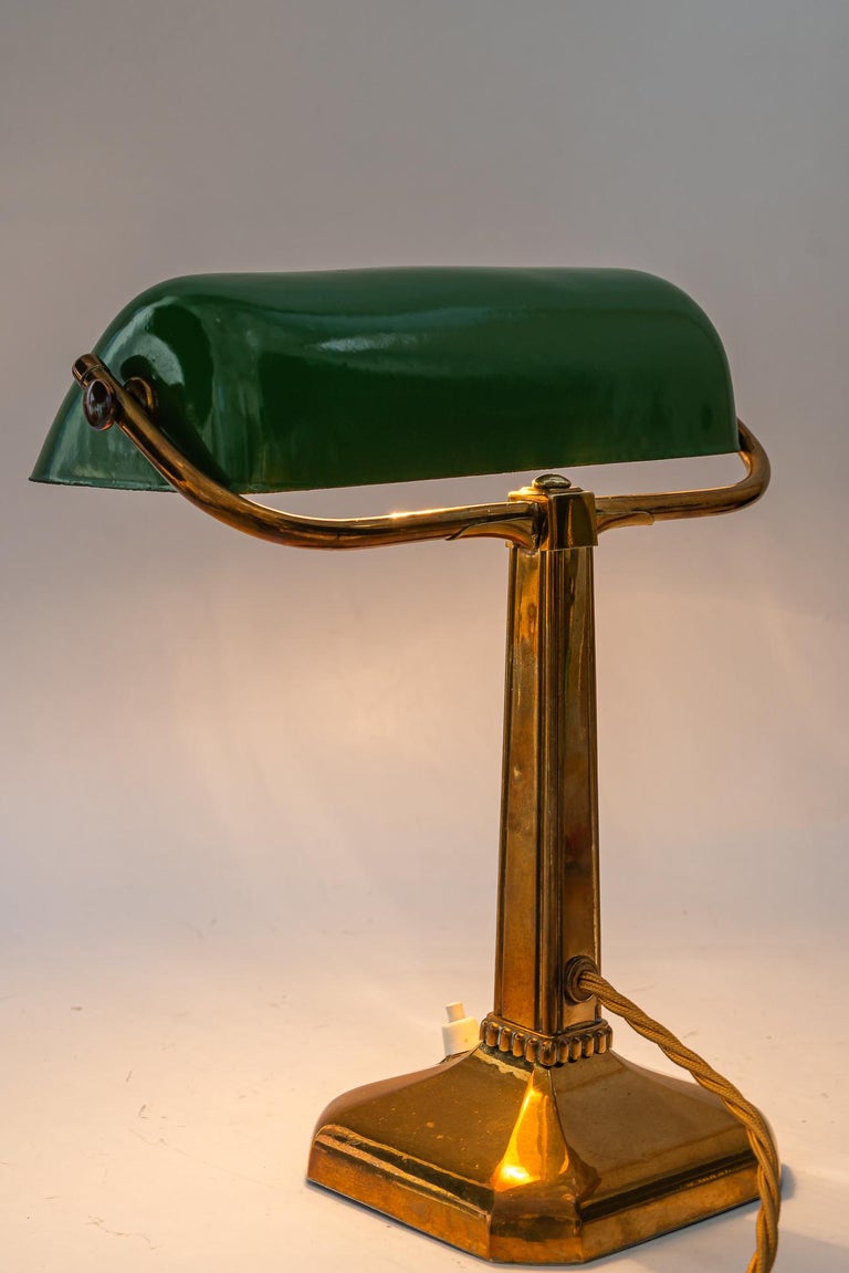 Art Deco table lamp with original enameled shade vienna around 1920s