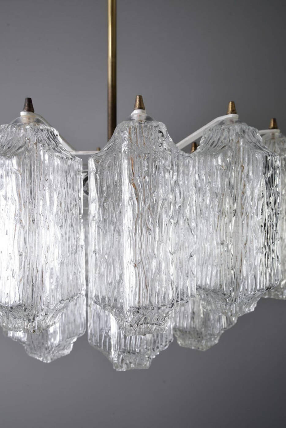 Ice Glass Kalmar Chandelier, circa 1950s