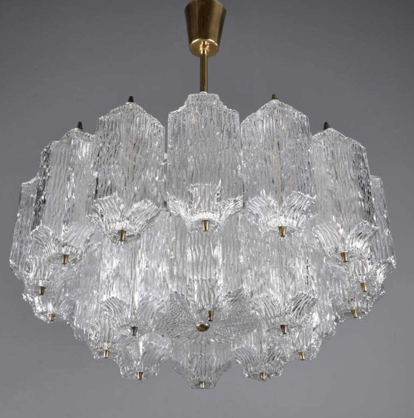 Ice Glass Kalmar Chandelier, circa 1950s