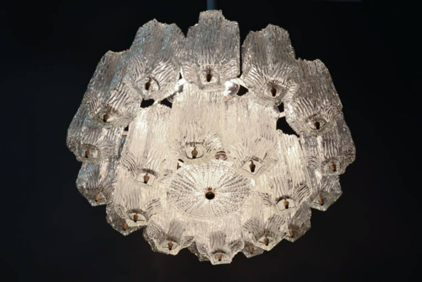 Ice Glass Kalmar Chandelier, circa 1950s