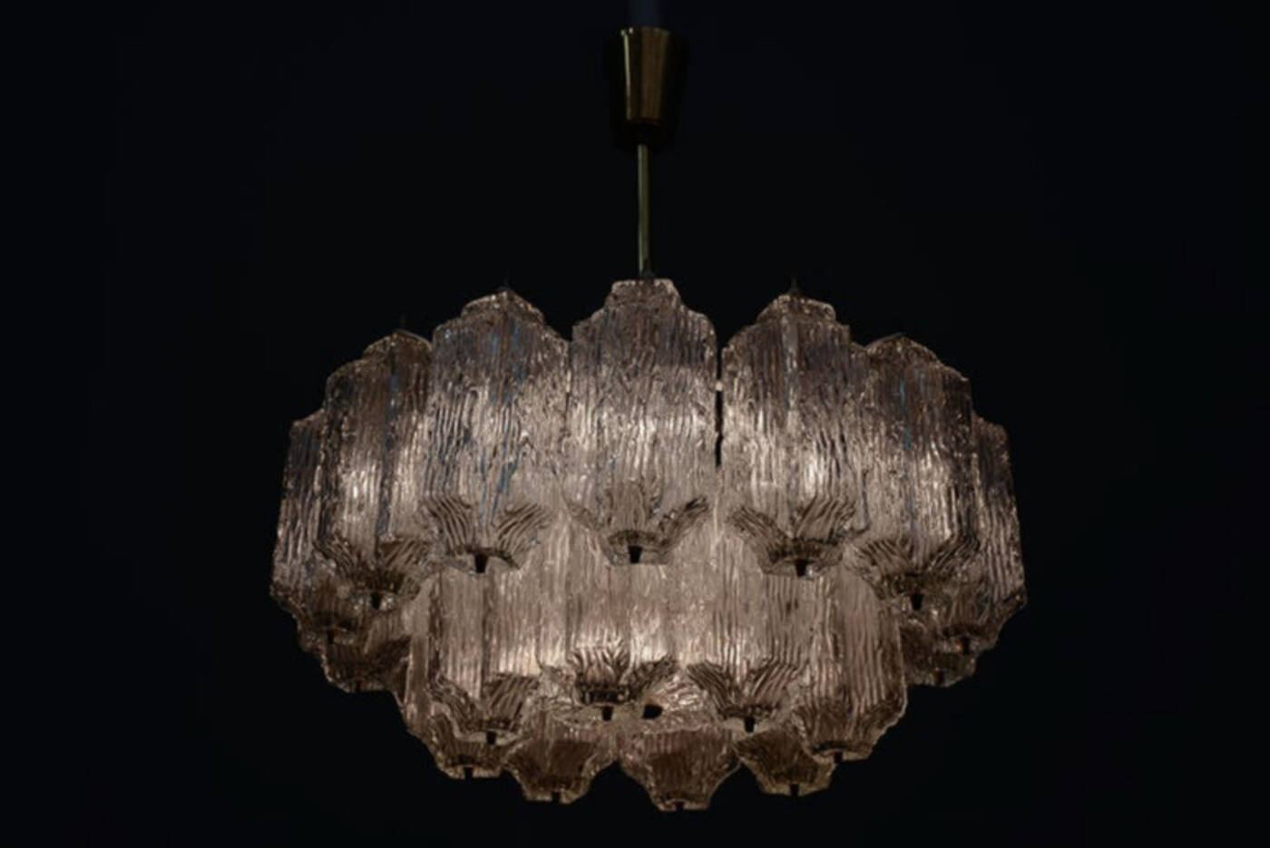 Ice Glass Kalmar Chandelier, circa 1950s