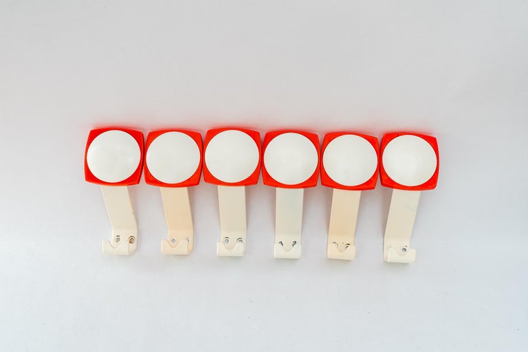 6x iron and lucite wall hooks vienna around 1950s