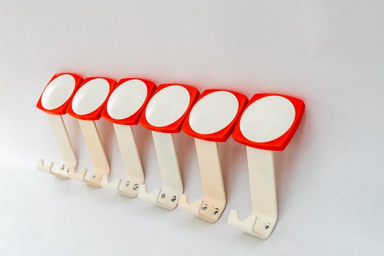 6x iron and lucite wall hooks vienna around 1950s