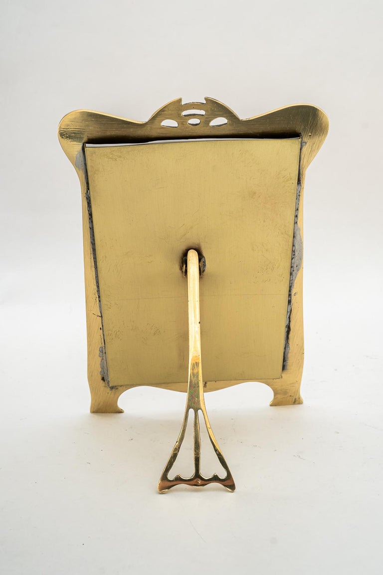 Brass Jugendstil picture frame with glass around 1908