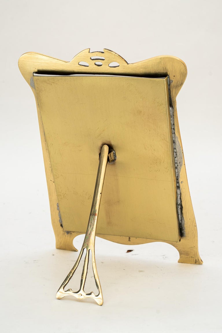 Brass Jugendstil picture frame with glass around 1908
