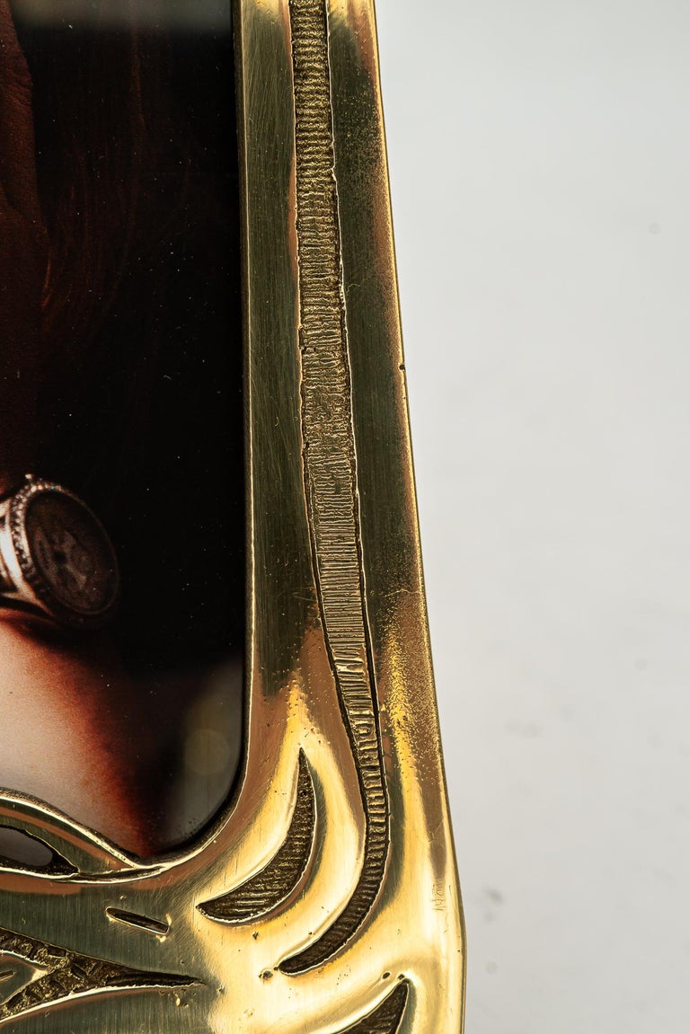 Brass Jugendstil picture frame with glass around 1908