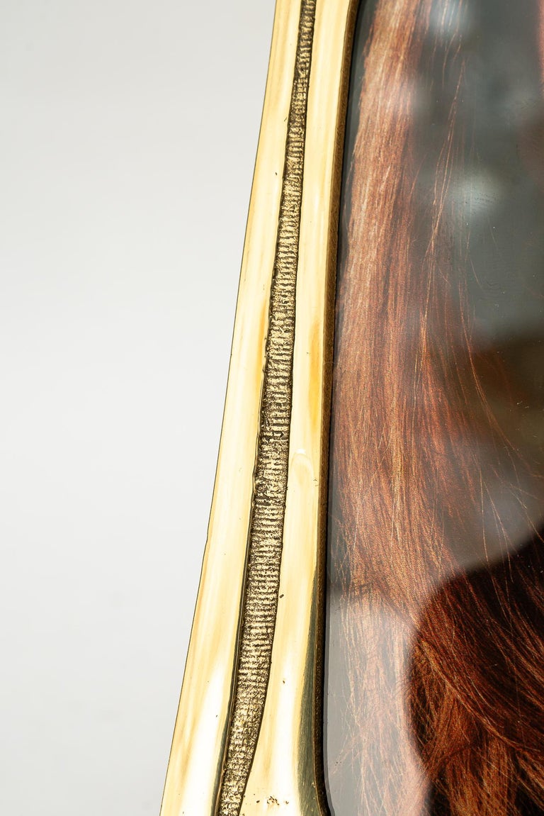 Brass Jugendstil picture frame with glass around 1908