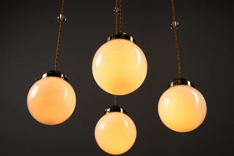 Art Deco chandelier with opal glass shades vienna around 1920s