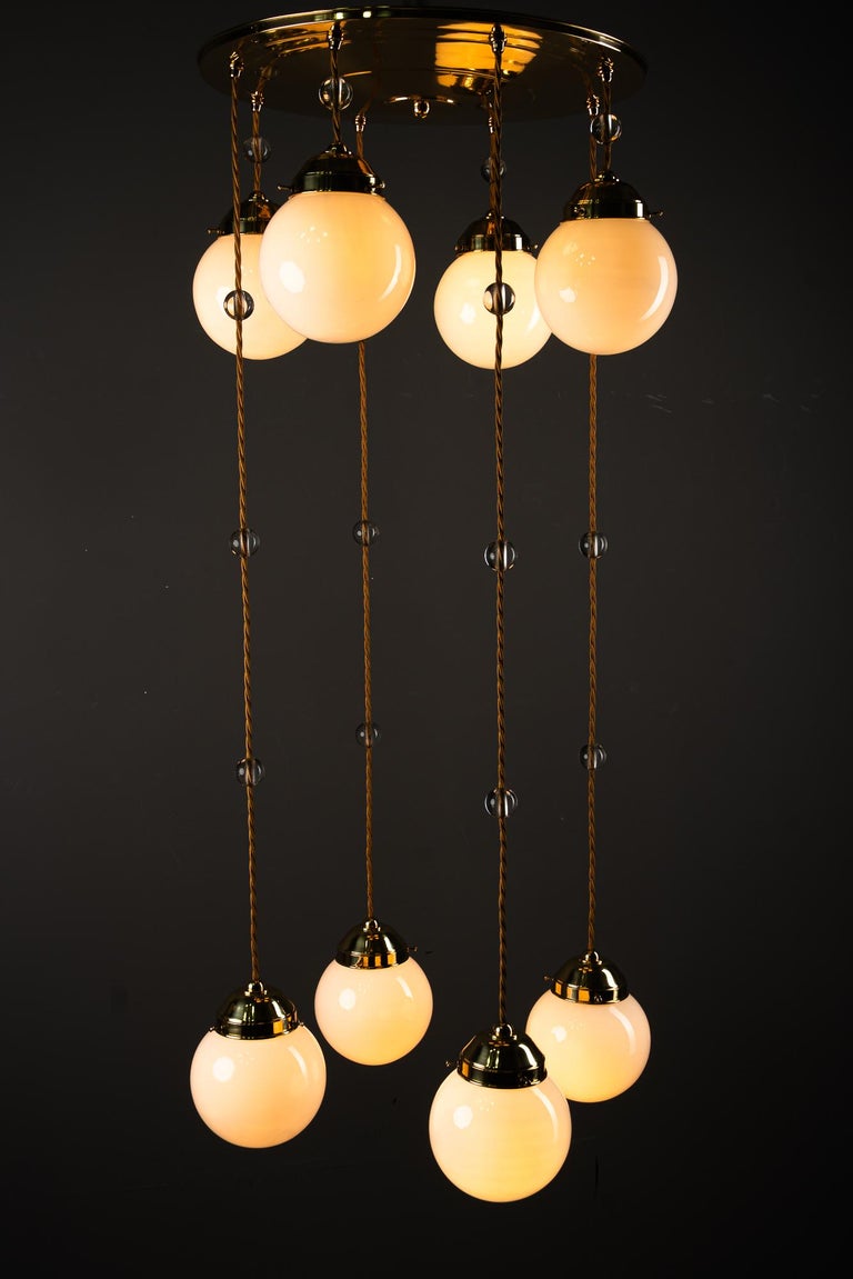 Art Deco chandelier with opal glass shades vienna around 1920s