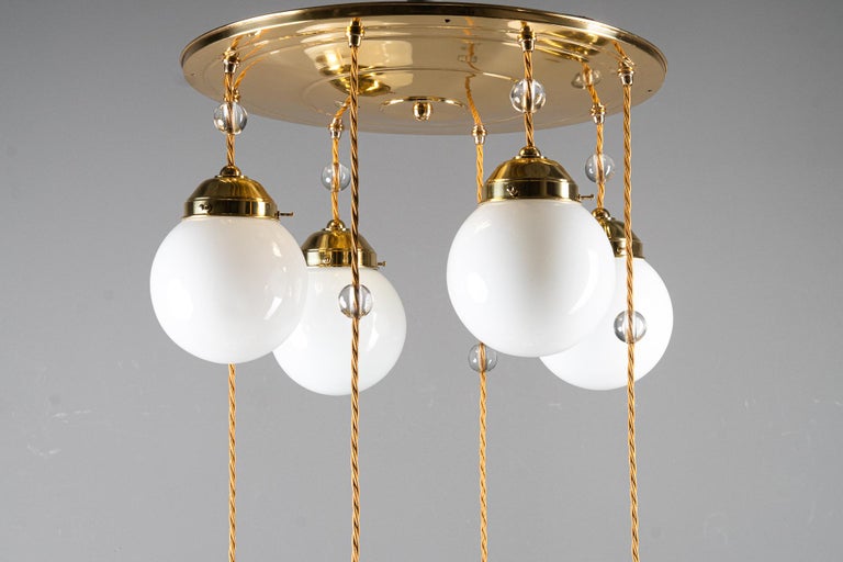 Art Deco chandelier with opal glass shades vienna around 1920s
