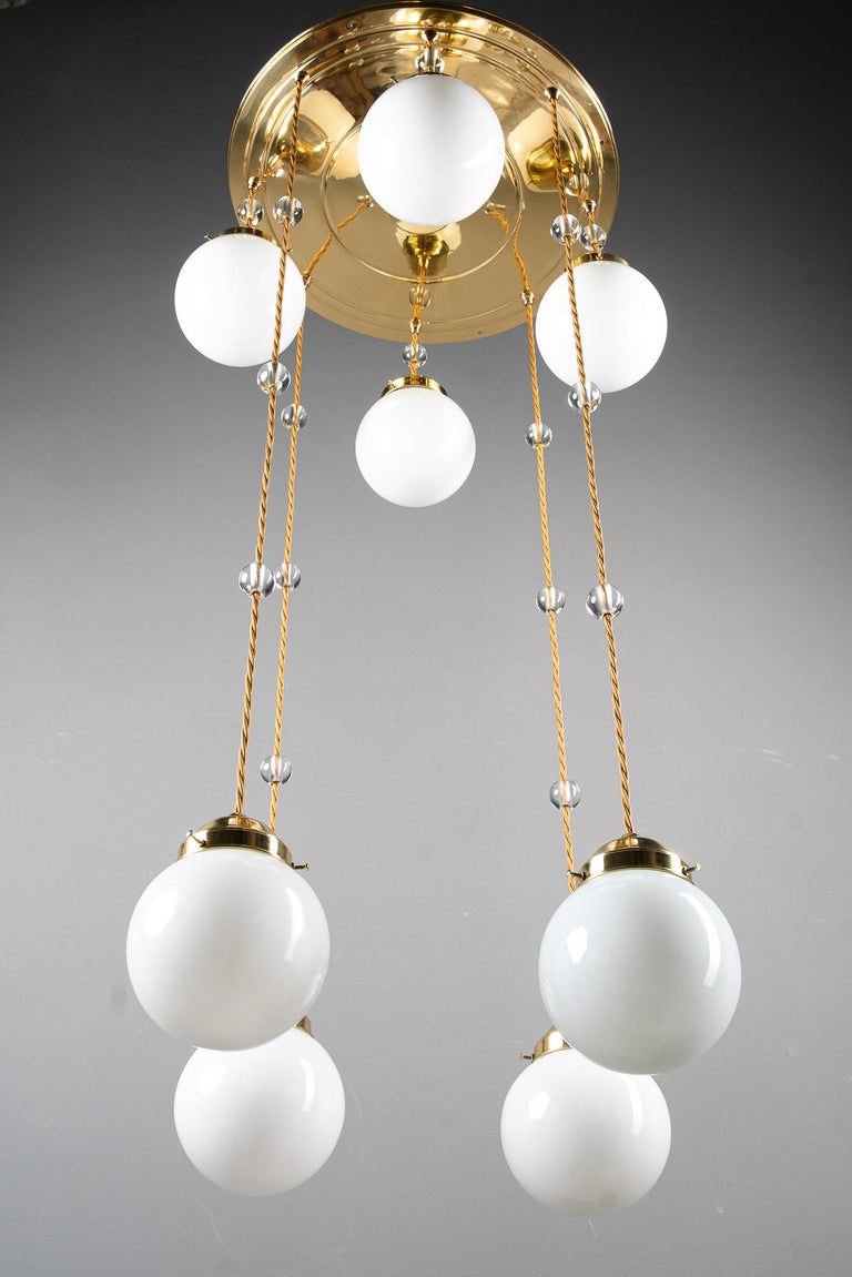 Art Deco chandelier with opal glass shades vienna around 1920s