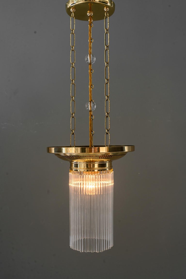 2x Art Deco chandeliers with glass sticks vienna around 1920