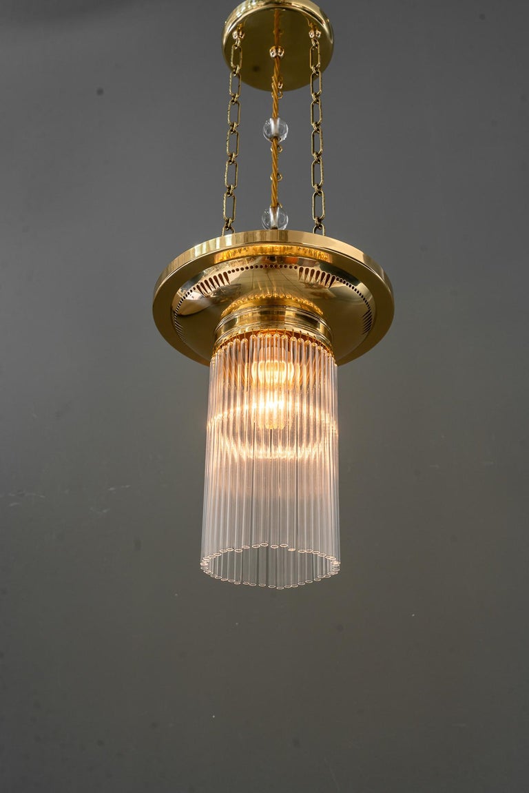 2x Art Deco chandeliers with glass sticks vienna around 1920