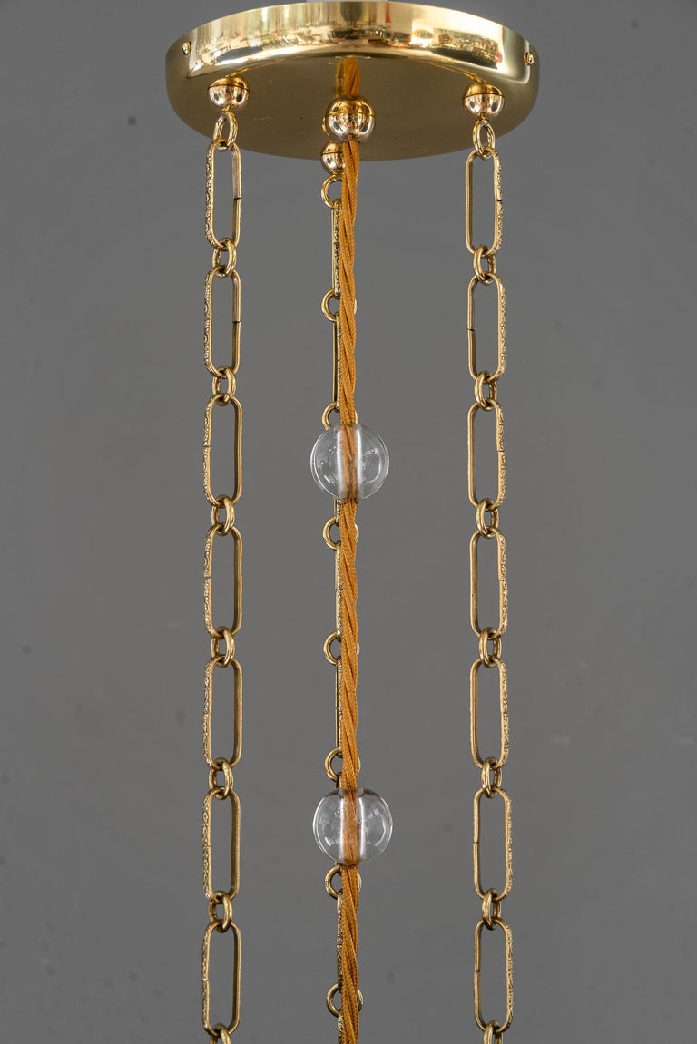 2x Art Deco chandeliers with glass sticks vienna around 1920