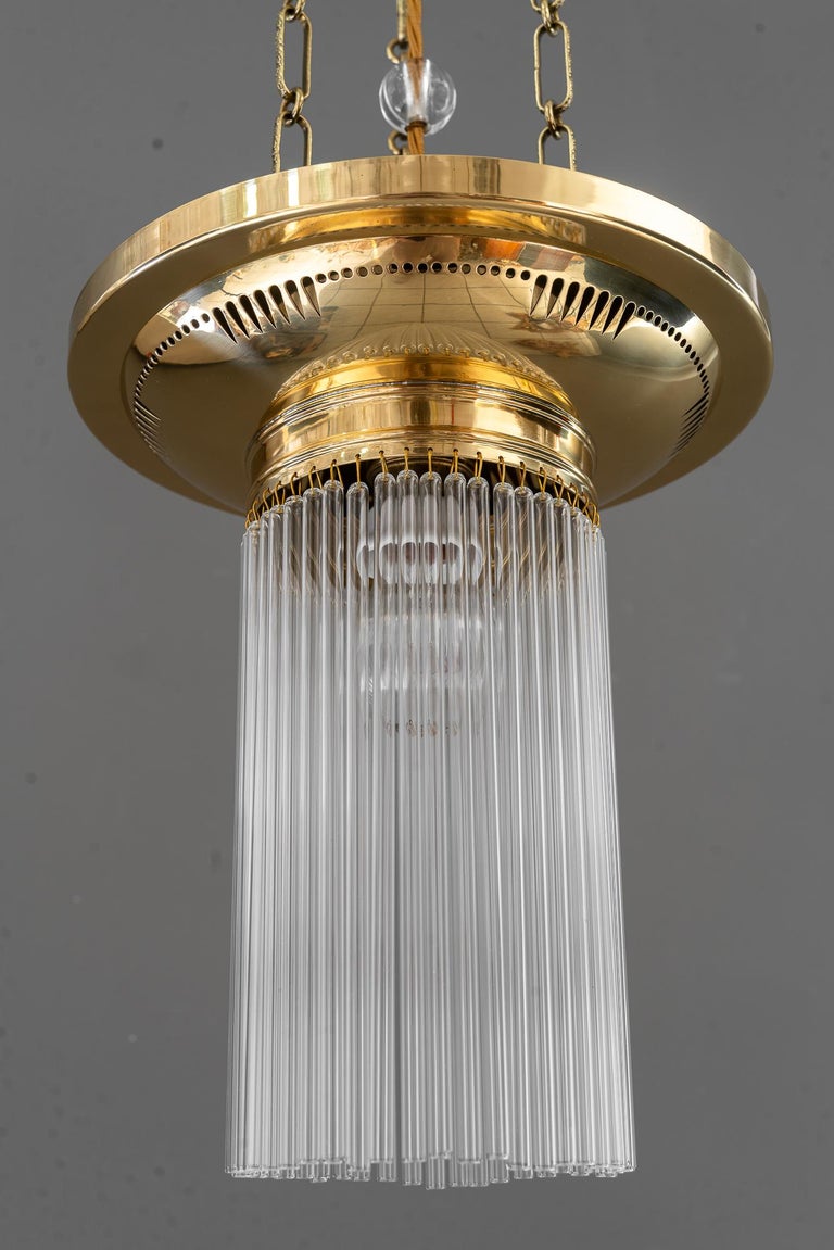 2x Art Deco chandeliers with glass sticks vienna around 1920