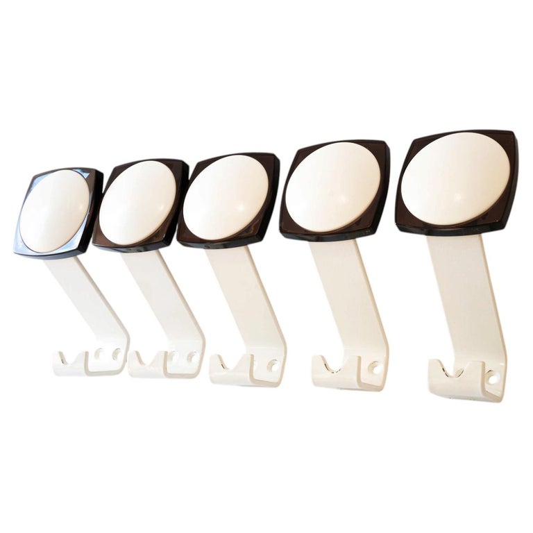 5x iron and lucite wall hooks vienna around 1950s